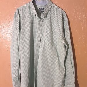 Izod Men's Casual Green Plaid Shirt Large